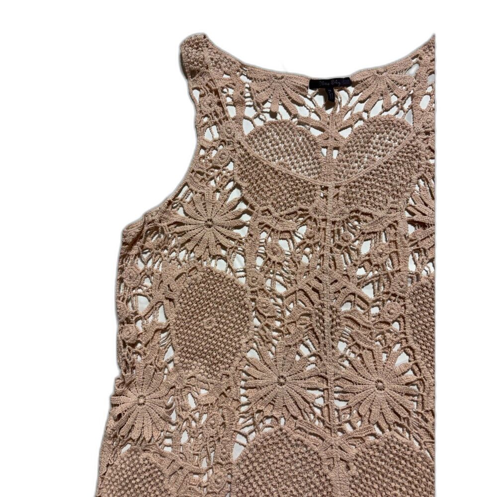 Olivia Sky Cotton Crochet Tank Top Boho Open Knit Floral Medallion Size XL - Picture 5 of 14